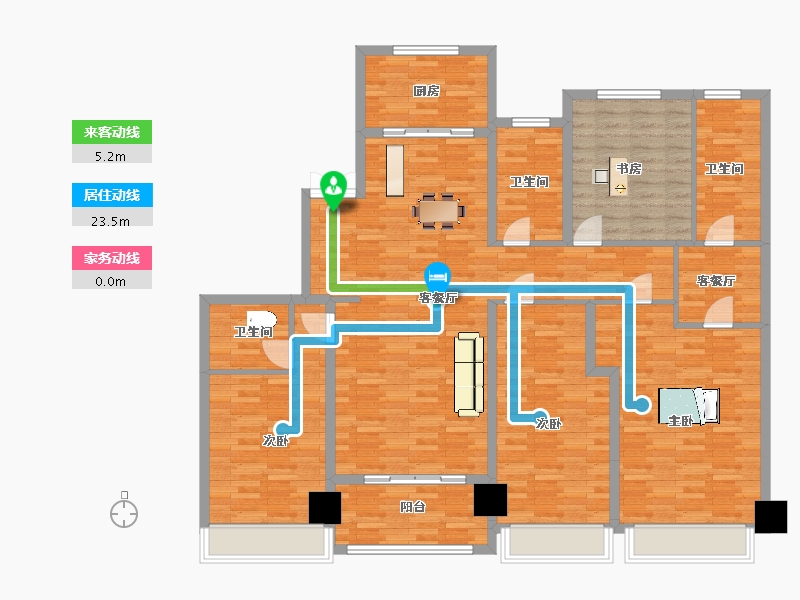 陕西省-西安市-碧桂园云顶B2190㎡-151.33-户型库-动静线