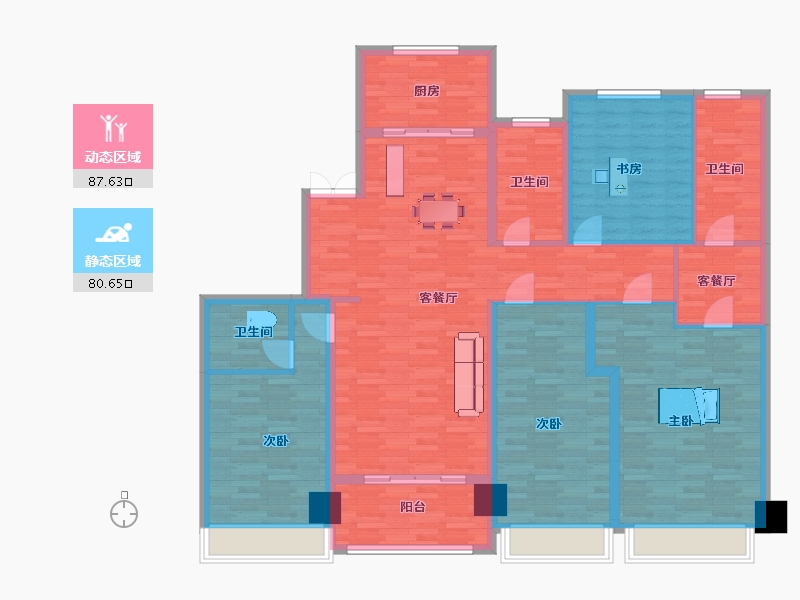 陕西省-西安市-碧桂园云顶B2190㎡-151.33-户型库-动静分区