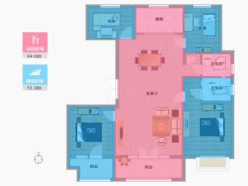 山东省-青岛市-天一仁和悦海大观8，9，10号楼139m²-104.69-户型库-动静分区