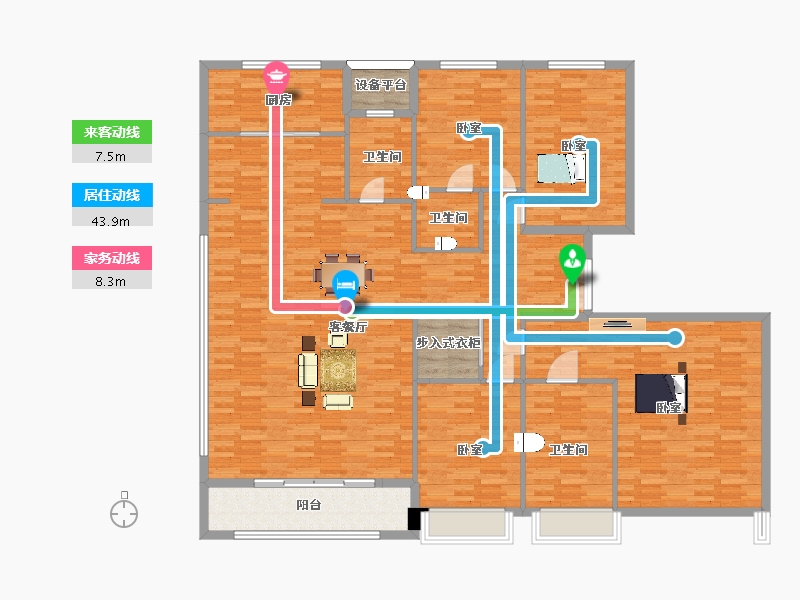 陕西省-西安市-碧桂园云顶230㎡-186.24-户型库-动静线