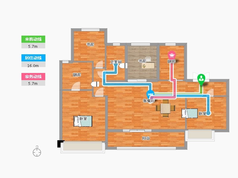 陕西省-西安市-万科雁鸣湖4号楼143㎡-113.08-户型库-动静线