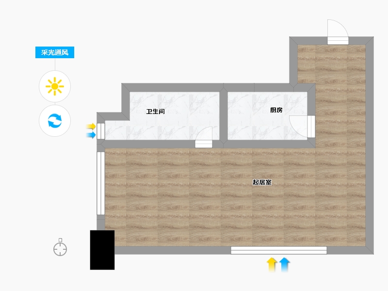 陕西省-西安市-香榭御澄10号楼67㎡-38.08-户型库-采光通风