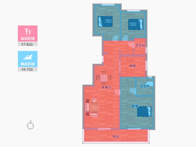 陕西省-西安市-金开御府119m²-92.51-户型库-动静分区