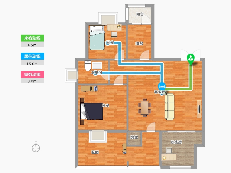 陕西省-西安市-荣华碧水蓝庭110m²-103.81-户型库-动静线