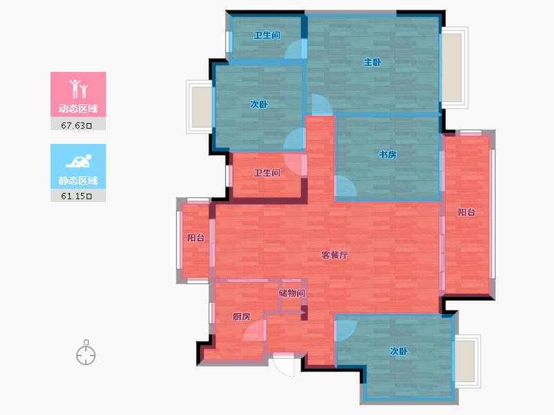 江西省-南昌市-绿都新力青云府-116.77-户型库-动静分区