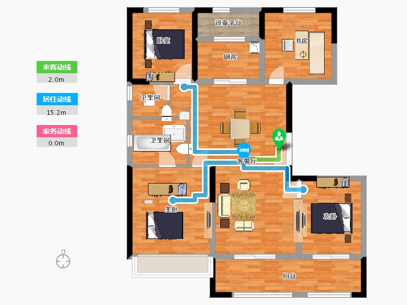 陕西省-西安市-蓝光长岛国际社区8,11,12栋129㎡-103.03-户型库-动静线