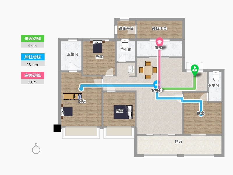 陕西省-西安市-蓝光长岛国际社区7号楼,8号楼,141㎡-121.59-户型库-动静线