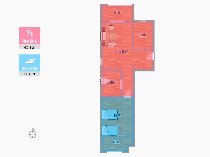 陕西省-西安市-高新骊山下的院子70㎡-55.97-户型库-动静分区