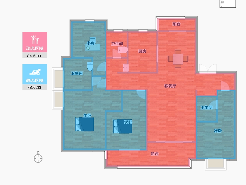 陕西省-西安市-高新骊山下的院子Y-A-188㎡户型-150.00-户型库-动静分区