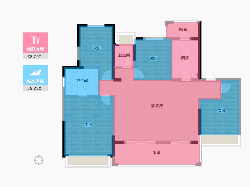 江苏省-苏州市-中海上东区-113.59-户型库-动静分区