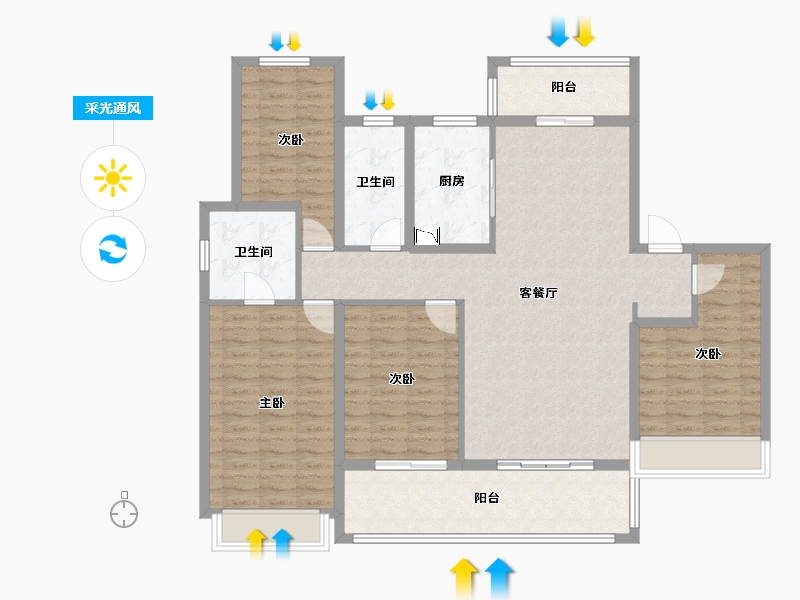 江苏省-苏州市-中海上东区-126.79-户型库-采光通风