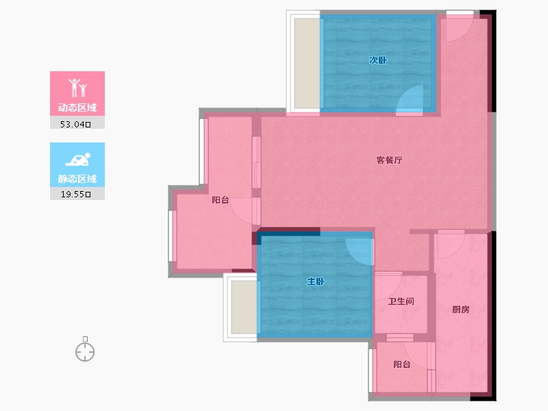 重庆-重庆市-融创欧麓花园城-63.89-户型库-动静分区