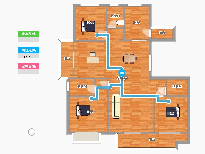 陕西省-西安市-沣水云间139㎡-110.55-户型库-动静线