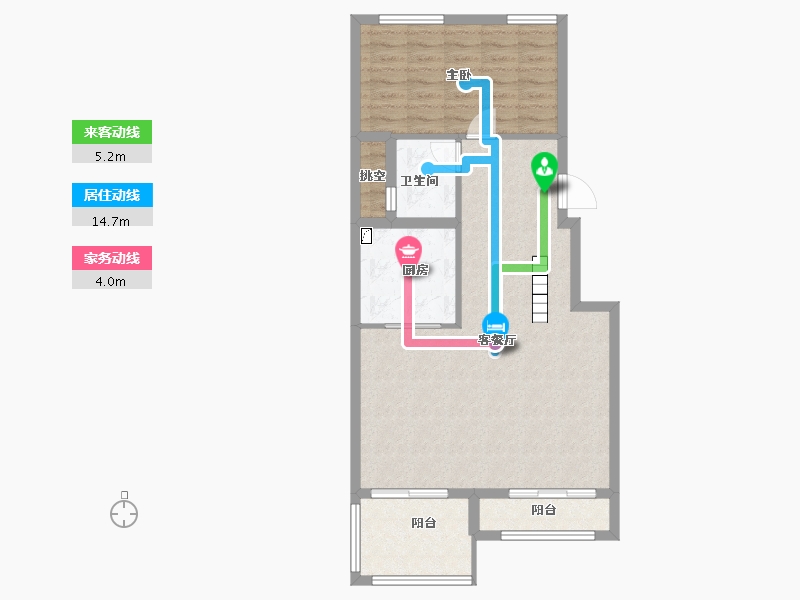 湖南省-长沙市-长沙院子-76.82-户型库-动静线