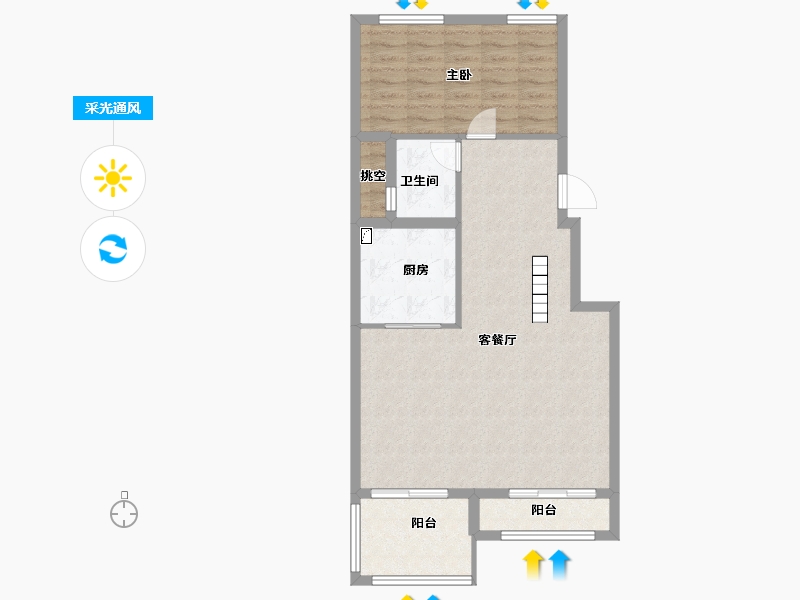 湖南省-长沙市-长沙院子-76.82-户型库-采光通风