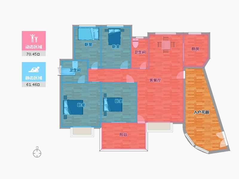 陕西省-西安市-水一方观河166㎡-144.85-户型库-动静分区