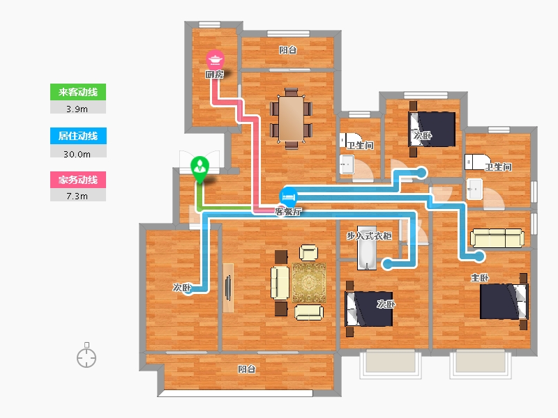 陕西省-西安市-当代惠尔满堂悦MOMΛ2,3,5号楼洋房167m²-133.45-户型库-动静线