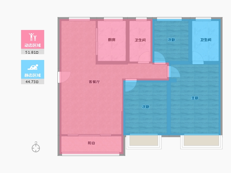 山东省-济南市-玖珑府-85.98-户型库-动静分区