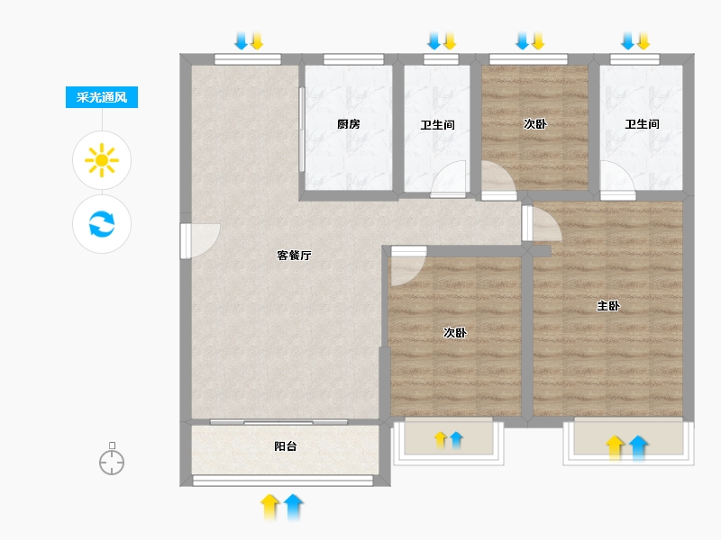 山东省-济南市-玖珑府-85.98-户型库-采光通风