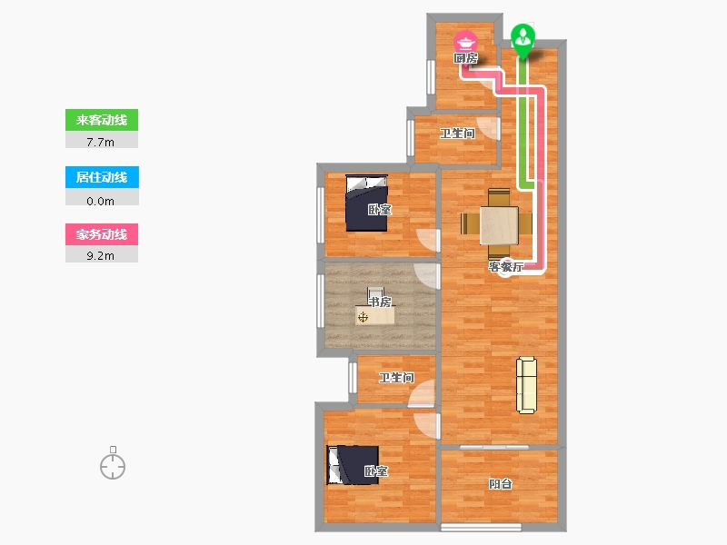 陕西省-西安市-奥韵华府K5户型111m²-85.47-户型库-动静线