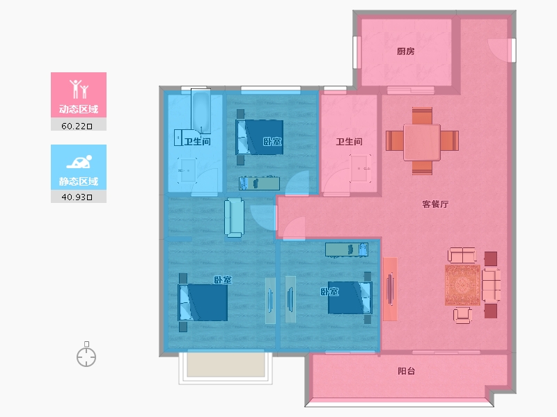 陕西省-西安市-金辉崇文府12-14号楼115㎡-85.14-户型库-动静分区