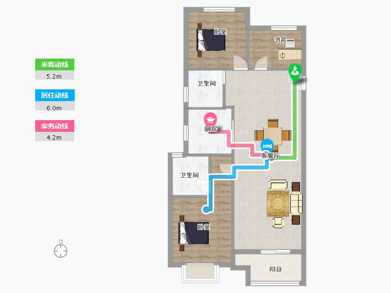 陕西省-西安市-金地格林云上17号楼,16号楼118㎡-83.20-户型库-动静线