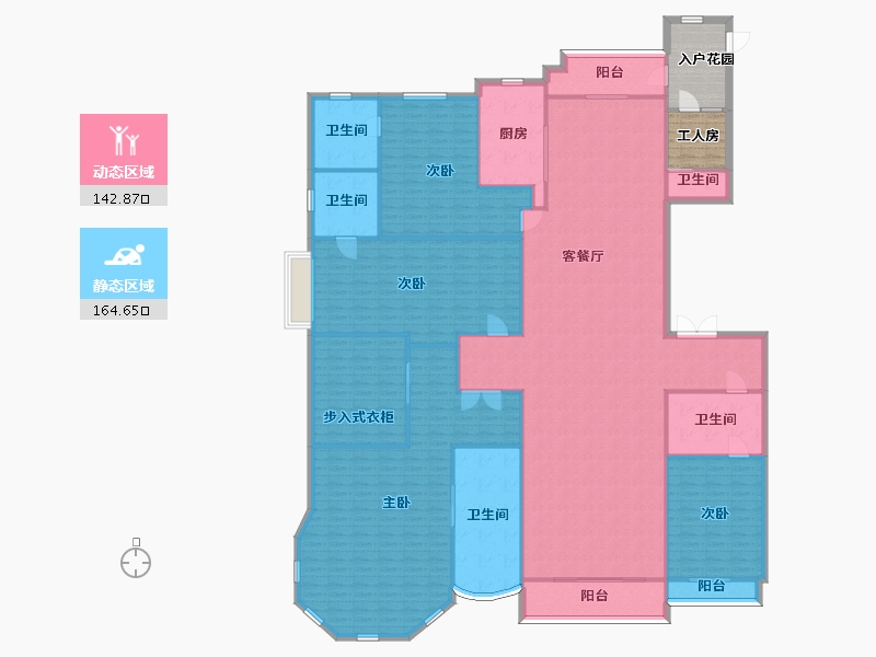 陕西省-西安市-星河湾5号楼A1户型376m²-301.06-户型库-动静分区