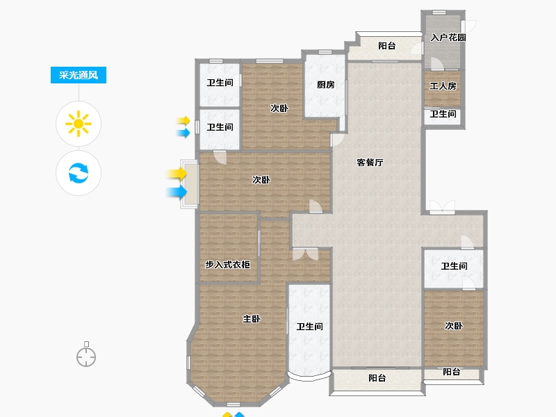 陕西省-西安市-星河湾5号楼A1户型376m²-301.06-户型库-采光通风