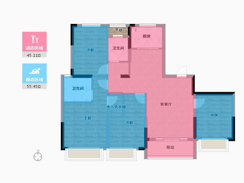 浙江省-金华市-保利大国璟-90.33-户型库-动静分区