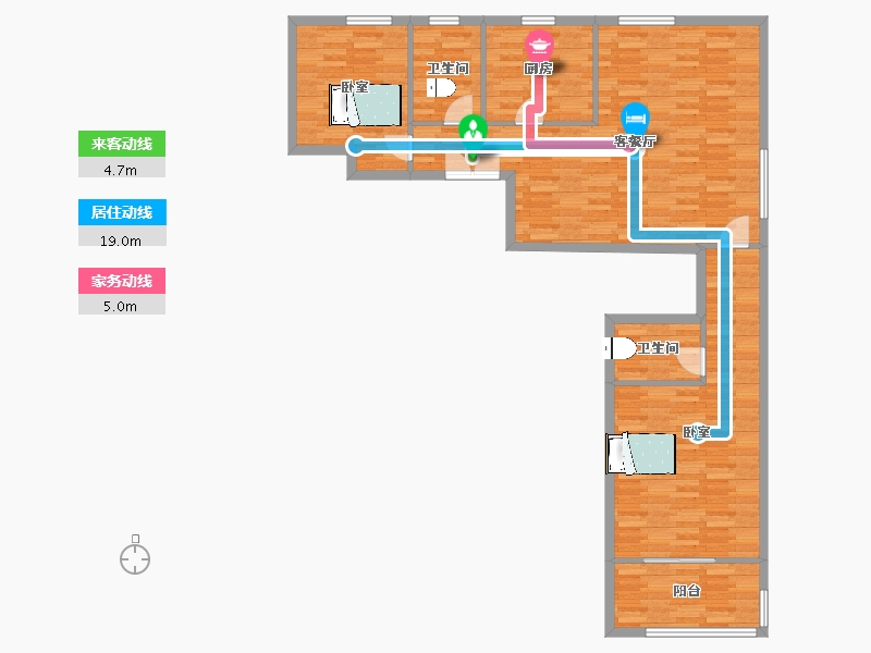 陕西省-西安市-陕建翠园锦绣F户型126m²-100.19-户型库-动静线