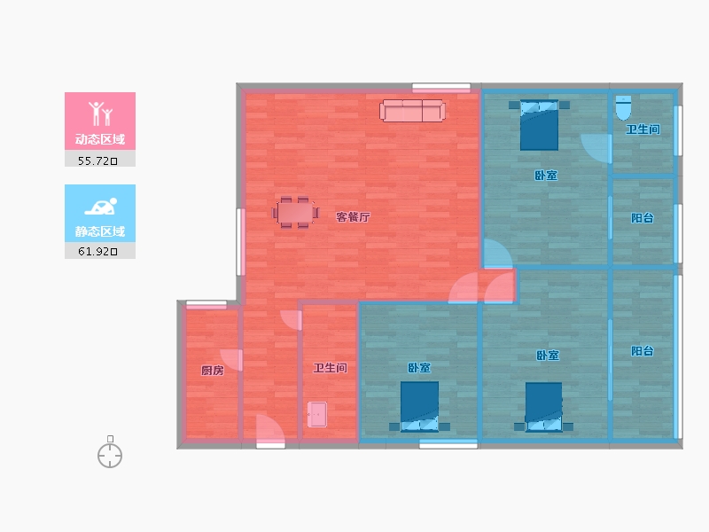 陕西省-西安市-一品学府A135-139㎡户型135m²-108.33-户型库-动静分区