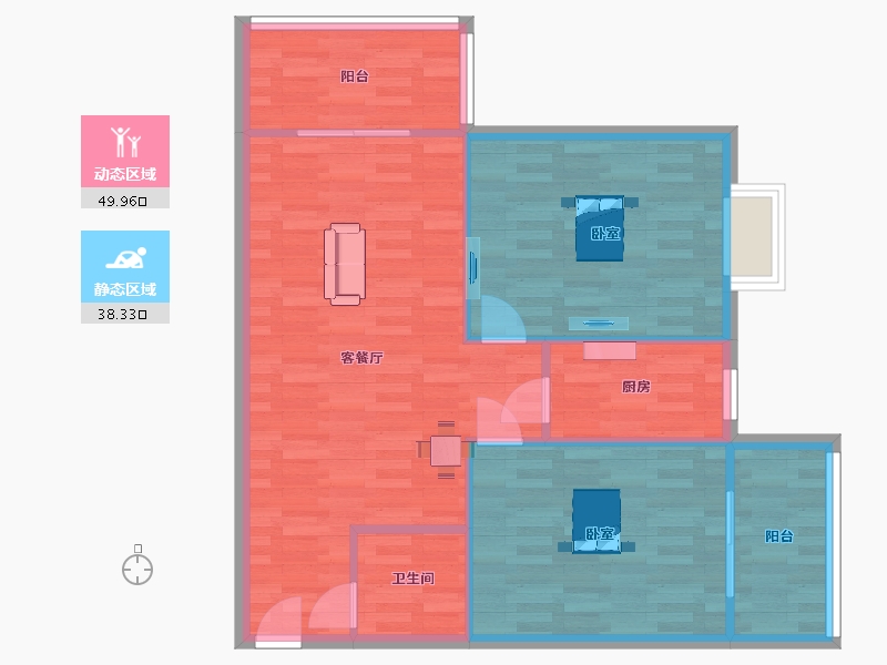 陕西省-西安市-一品学府C户型102m²-81.00-户型库-动静分区