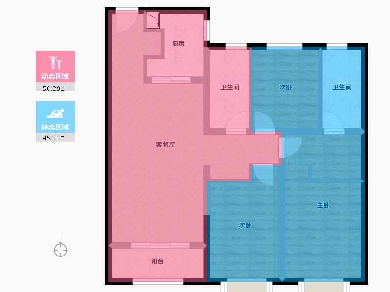 内蒙古自治区-包头市-富力院士廷-84.37-户型库-动静分区