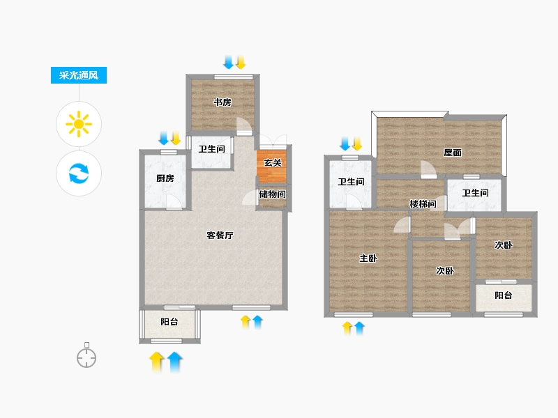 浙江省-宁波市-华宇旭辉锦山府-133.01-户型库-采光通风