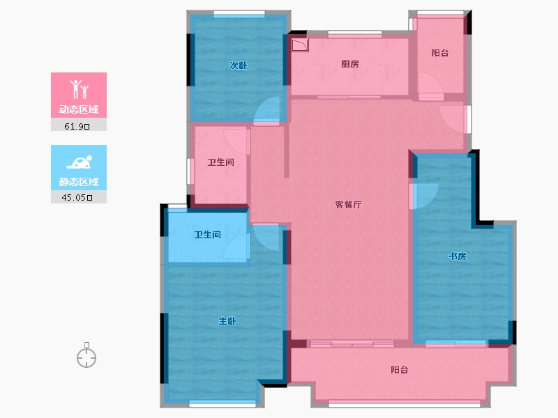 广西壮族自治区-桂林市-中海九樾-95.30-户型库-动静分区