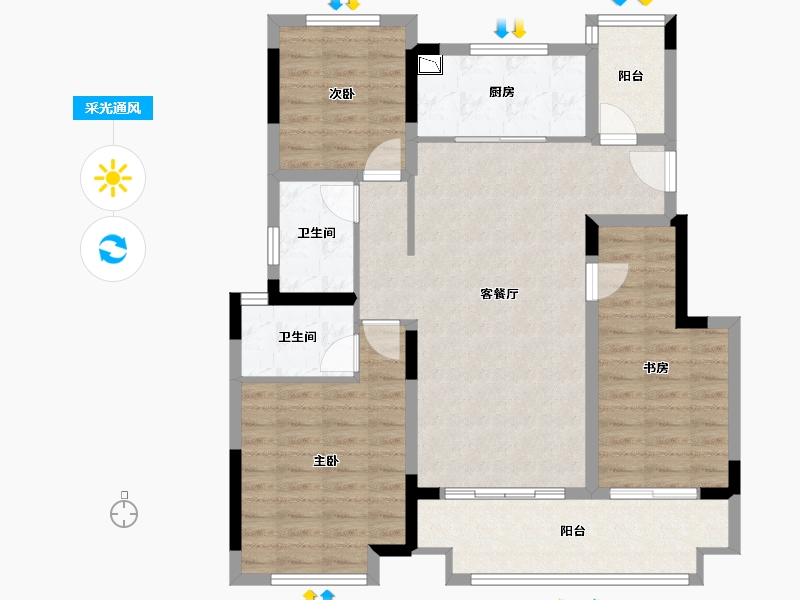 广西壮族自治区-桂林市-中海九樾-95.30-户型库-采光通风