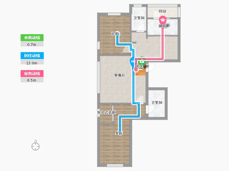 辽宁省-沈阳市-长堤湾南京南街1066-42号（42号楼）98m²-71.12-户型库-动静线