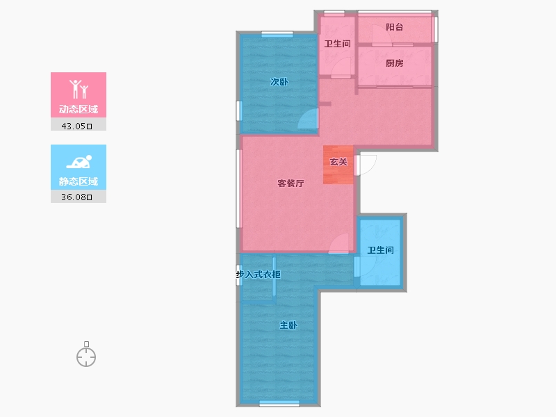 辽宁省-沈阳市-长堤湾南京南街1066-42号（42号楼）98m²-71.12-户型库-动静分区