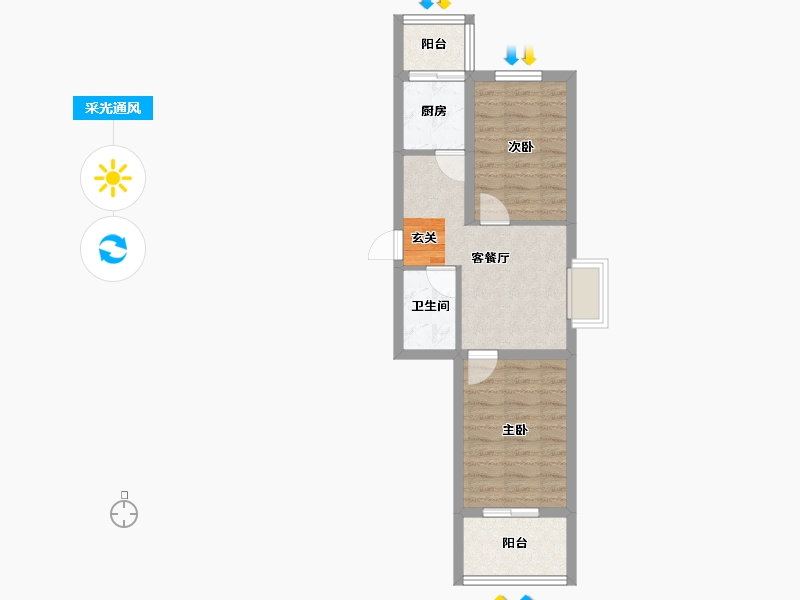 辽宁省-沈阳市-满融公馆迎春北街（37，9，15，16，17号楼）66m²-48.08-户型库-采光通风