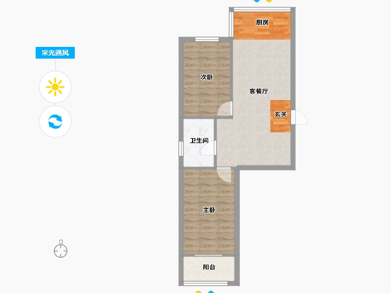 辽宁省-沈阳市-满融公馆迎春北街（9，15，16，17号楼）78m²-59.27-户型库-采光通风