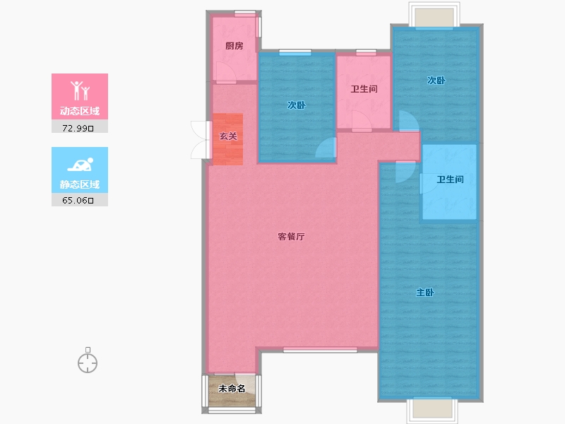 辽宁省-沈阳市-米拉春天红椿东路（D4-2，D5-2，D6，D7）146m²-130.81-户型库-动静分区