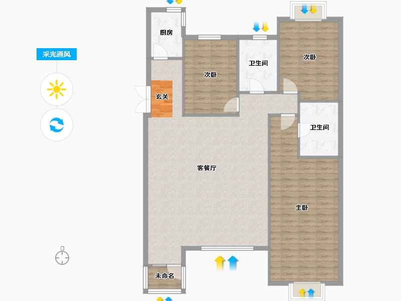 辽宁省-沈阳市-米拉春天红椿东路（D4-2，D5-2，D6，D7）146m²-130.81-户型库-采光通风