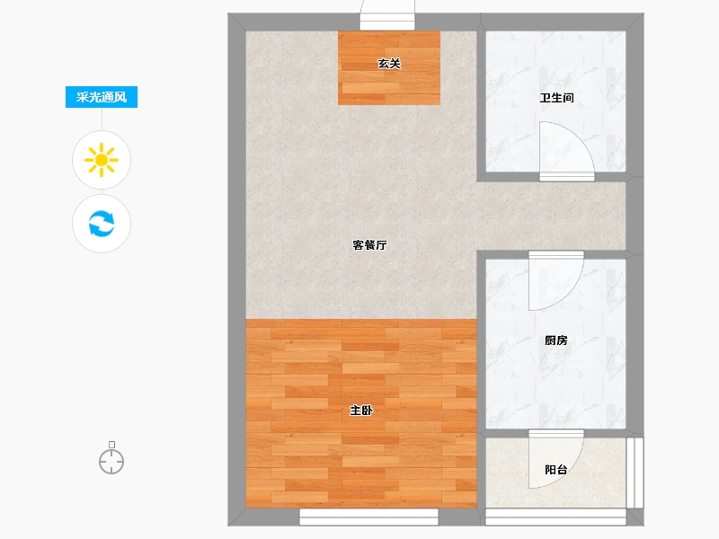 辽宁省-沈阳市-北国奥林匹克花园雪松路1-19号（19号楼）50m²-36.51-户型库-采光通风