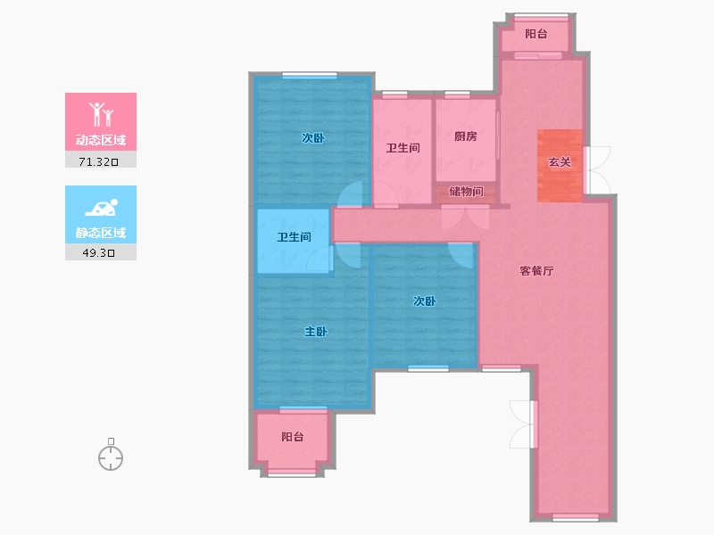 辽宁省-沈阳市-米拉春天红椿东路（C4，D4-2，D5-2，D6，D7，C9）162m²-110.34-户型库-动静分区