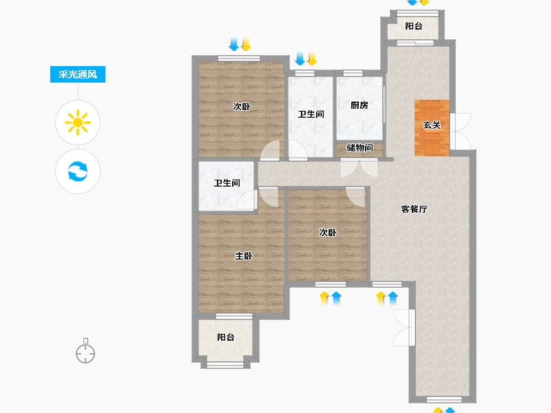 辽宁省-沈阳市-米拉春天红椿东路（C4，D4-2，D5-2，D6，D7，C9）162m²-110.34-户型库-采光通风