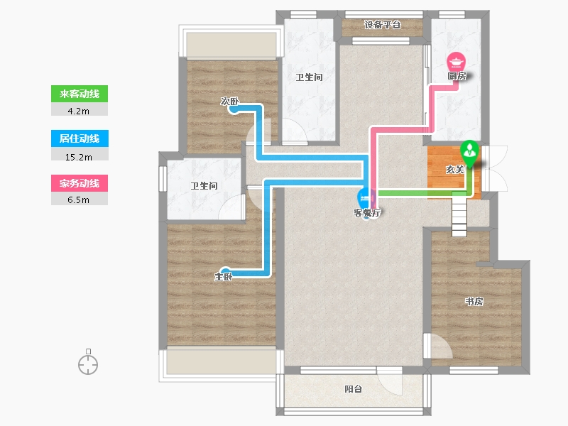 辽宁省-沈阳市-华润置地公元九里32栋119m²-95.20-户型库-动静线