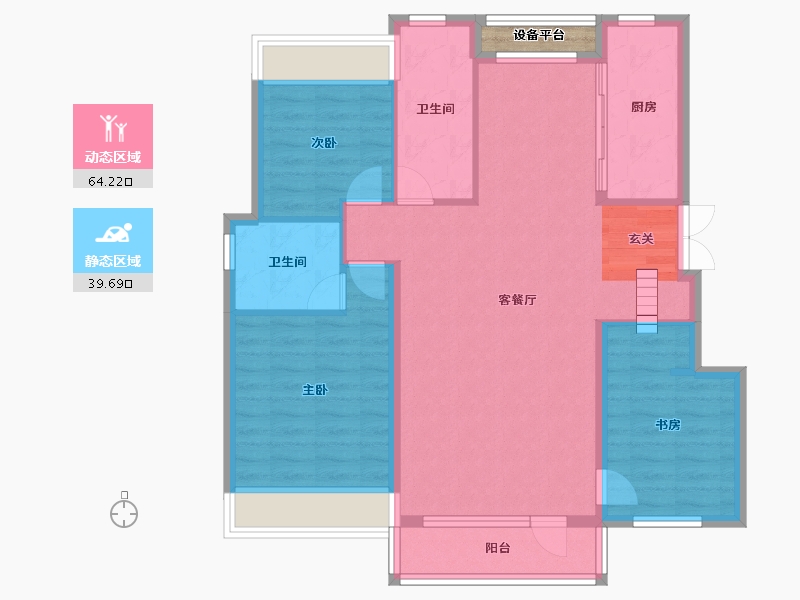 辽宁省-沈阳市-华润置地公元九里32栋119m²-95.20-户型库-动静分区