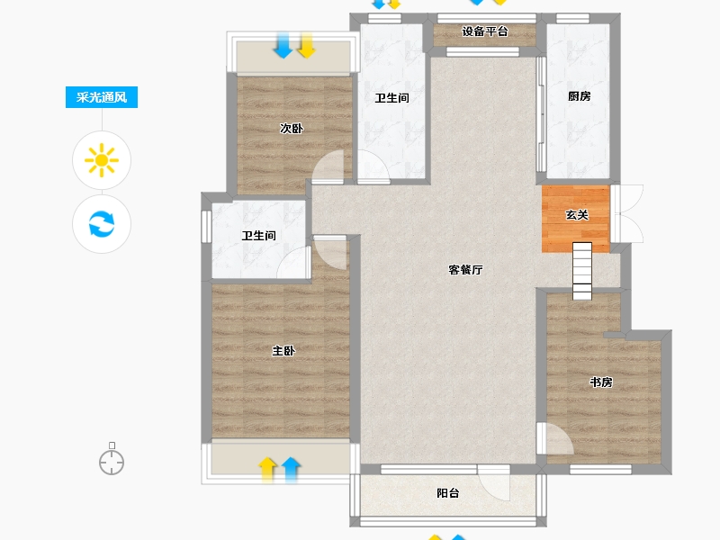 辽宁省-沈阳市-华润置地公元九里32栋119m²-95.20-户型库-采光通风