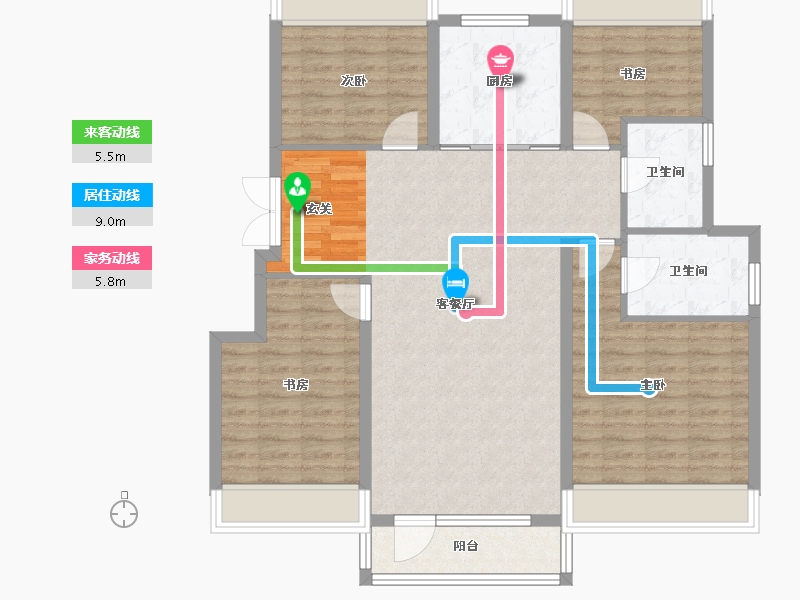 辽宁省-沈阳市-华润置地公元九里32栋136m²-108.79-户型库-动静线