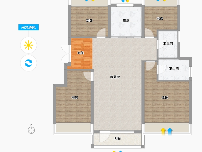 辽宁省-沈阳市-华润置地公元九里32栋136m²-108.79-户型库-采光通风